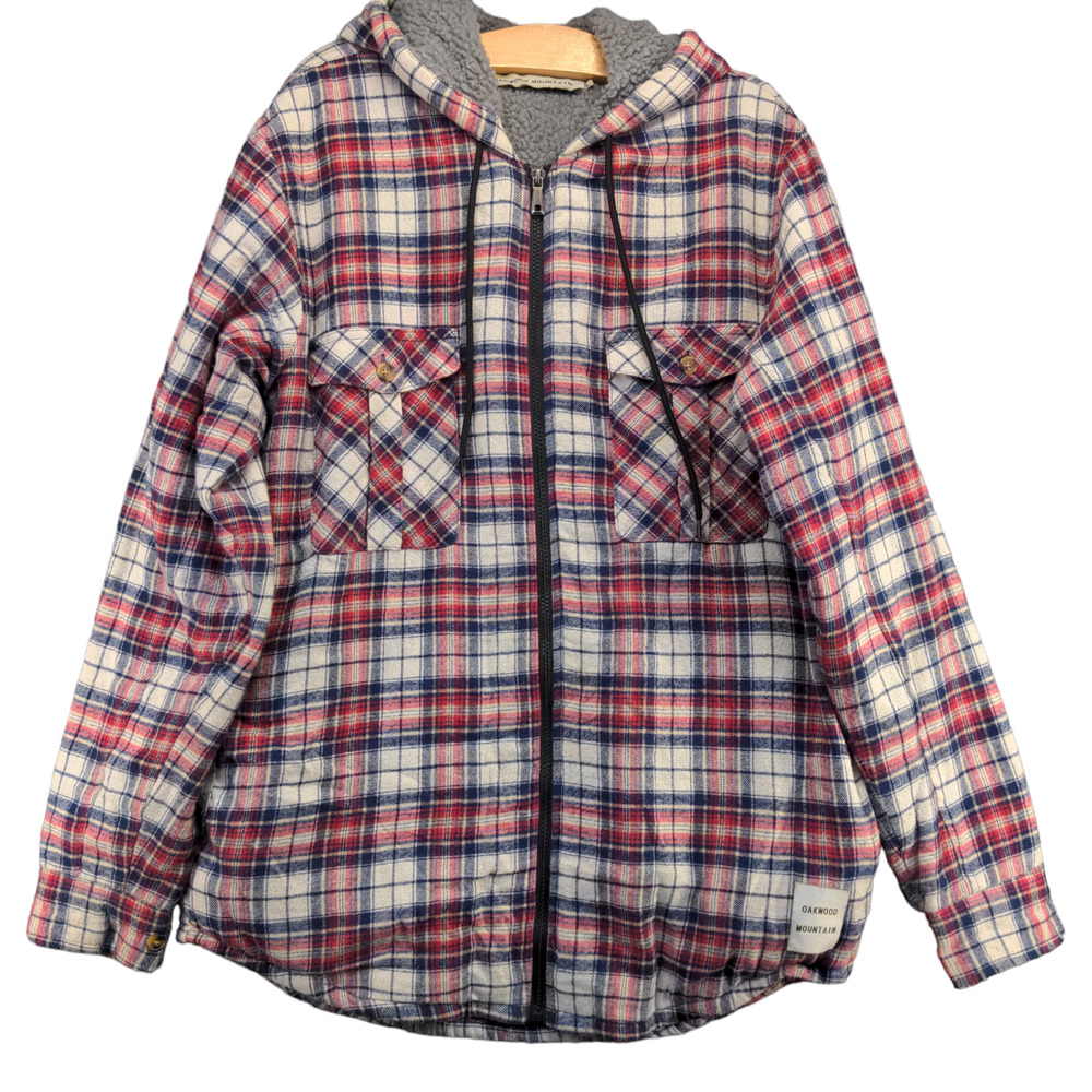 Oakwood Mountain Men's Shacket Jacket Multi Large Long Sleeve Sherpa Lined